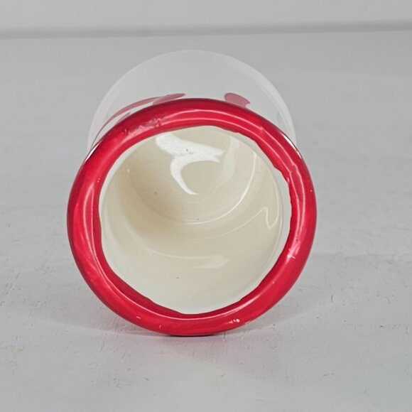 Ceramic Shot Glass With Red Drip Design Toothpick Holder Paint Spilled Design - Picture 5 of 6